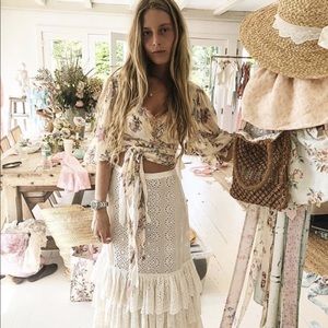 LOVESHACKFANCY DOMINO SILK WRAP TOP IN DREAM